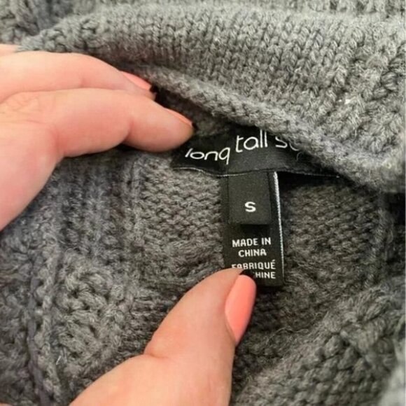 Long Tall Sally Women's Cable Knit Turtleneck Pullover Gray Sweater Size Small - Picture 3 of 5